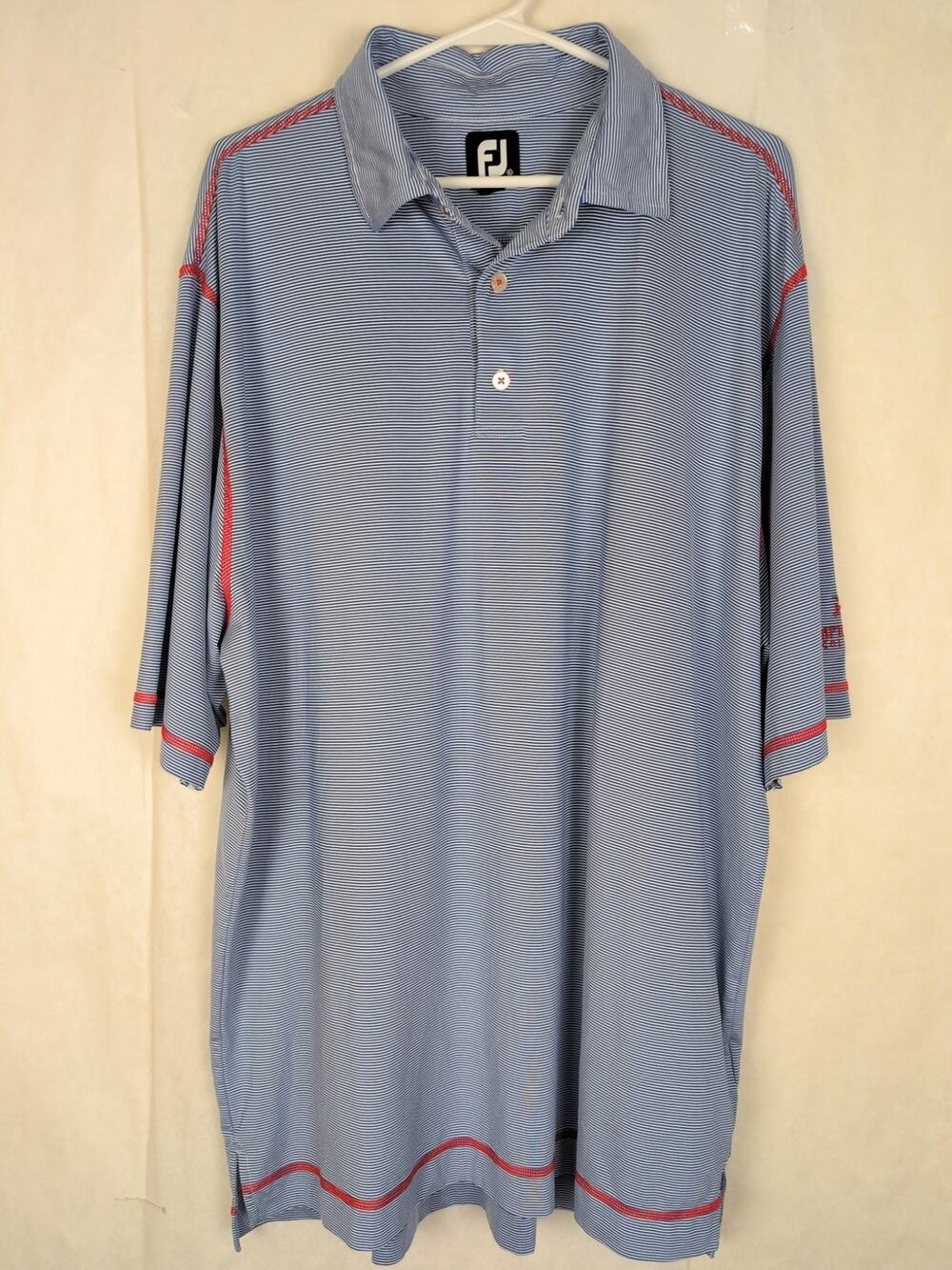 Foot Joy blue and white striped polo shirt Size XL Performance Golf Preppy